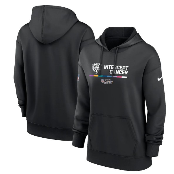 Women's Chicago Bears 2022 Black NFL Crucial Catch Therma Performance Pullover Hoodie(Run Small)